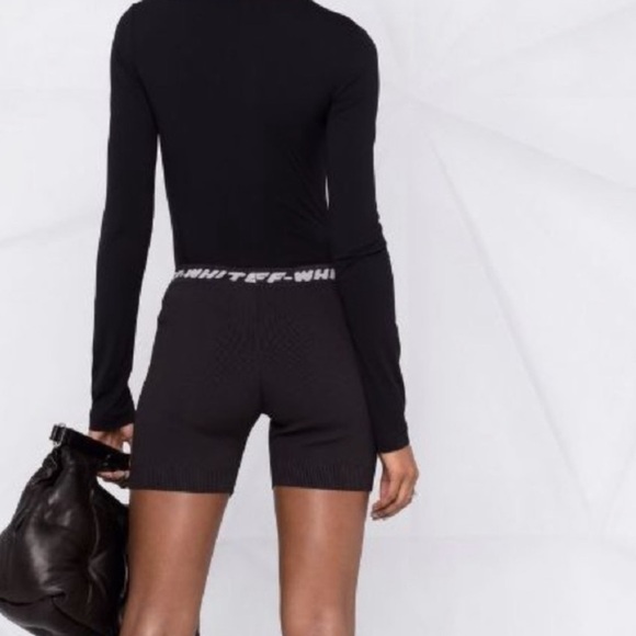Off-White Black and White Women's Shorts - Picture 3 of 9